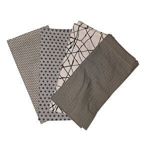 Crate & Barrel Akira Set Of 4 Cotton Napkins Assorted Patterns Black & White